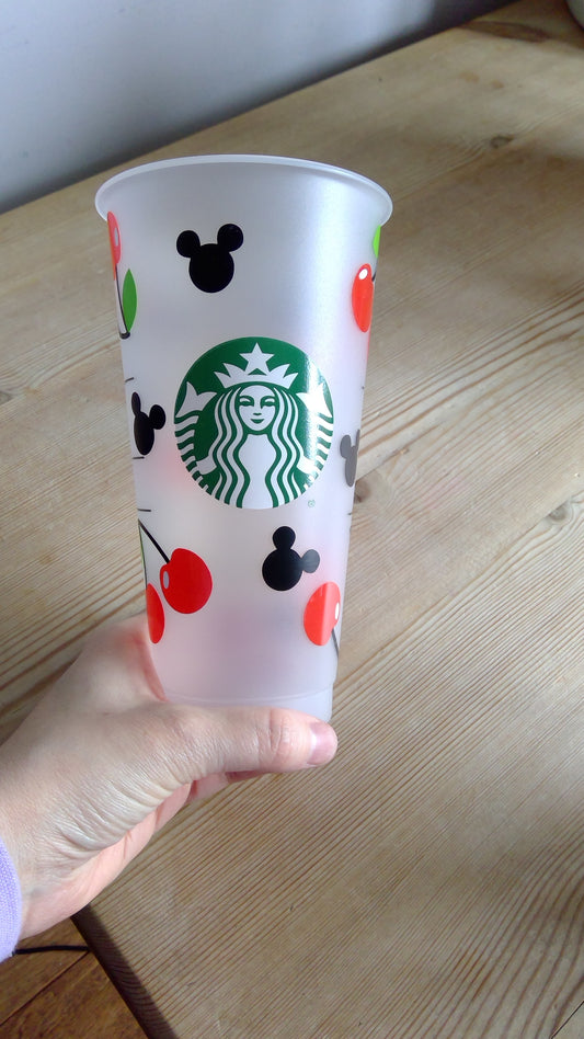 Starbucks Mickey heads and cherries Cold cup